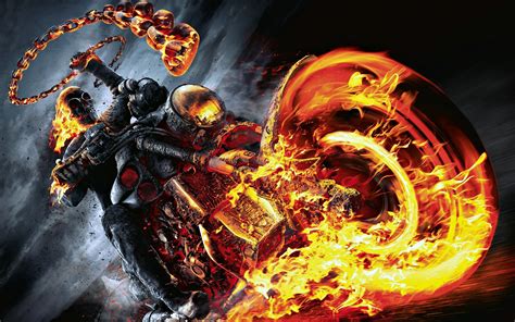 Movies Ghost Rider Motorcycle Fire Wallpapers Hd Desktop And