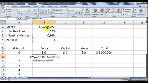 Tabla De Amortizacion Cuota Fija En Excel Youtube