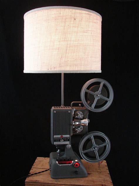 Upcycled Kodak 16mm Projector Lamp With Ivory Burlap Shade Why Not Put