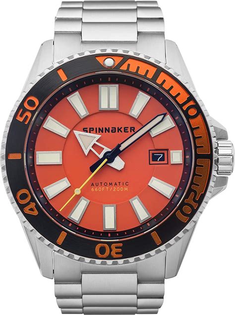 Spinnaker Amalfi Mens Automatic 3 Hands Watch With Orange Dial And