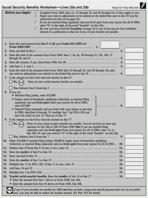Taxable Social Security Worksheets 2023