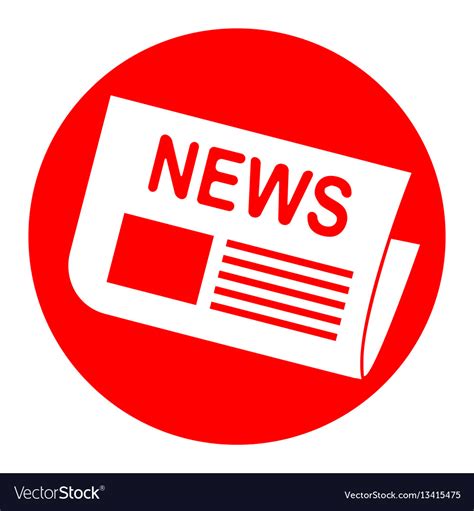 Newspaper Sign White Icon In Red Circle Royalty Free Vector