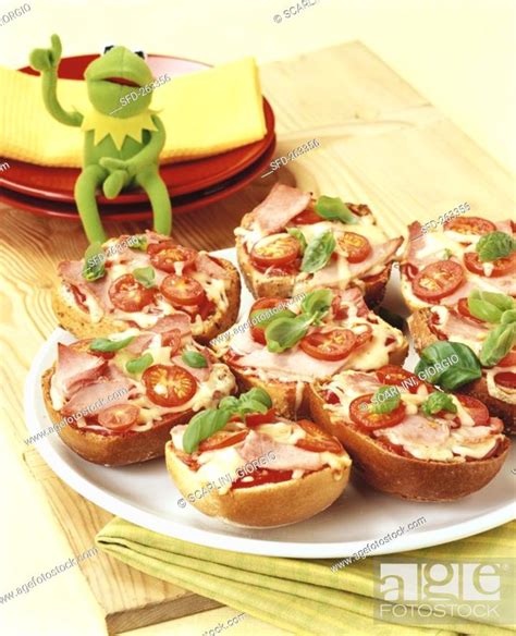 Ham Cheese And Tomato Pizza Rolls For Children Stock Photo Picture