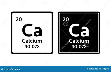 Calcium Symbol Chemical Element Of The Periodic Table Stock Vector