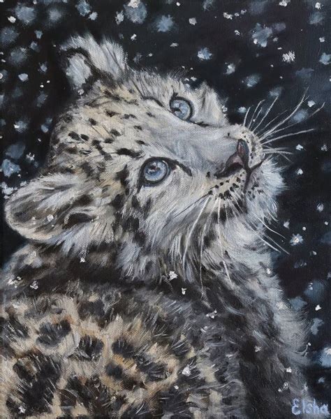 Snow Leopard Cub Painting By Elena Ushanova Saatchi Art