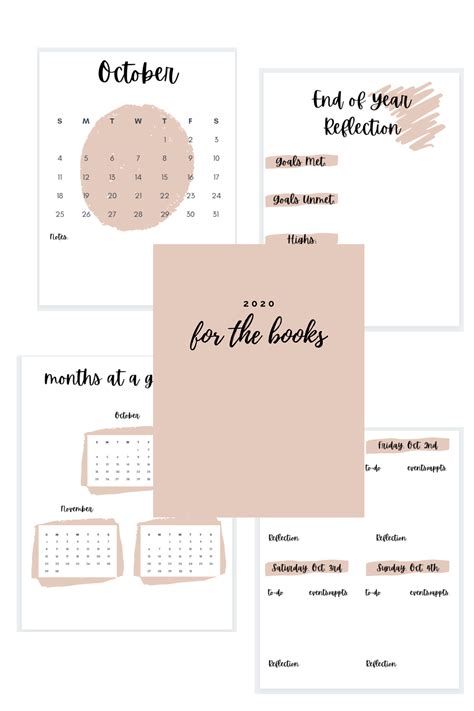 Oct Dec Digital Printable Planner Journal Pink Beige Minimalist