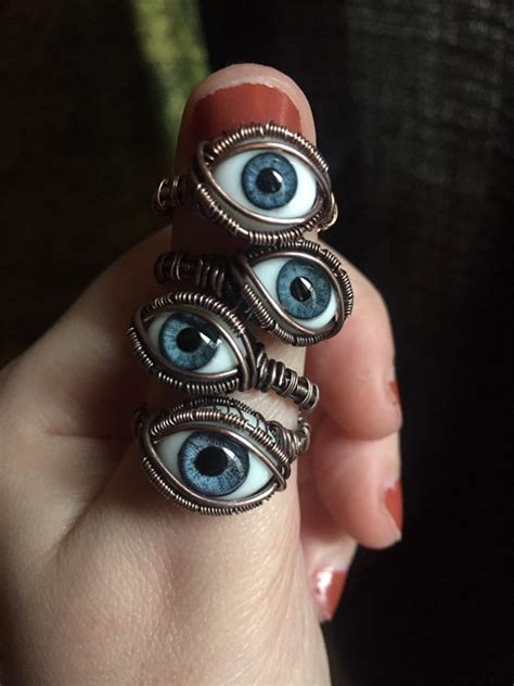 Awakening Eye Ring Glass Eye Ring Eye Jewelry Evil Eye Etsy