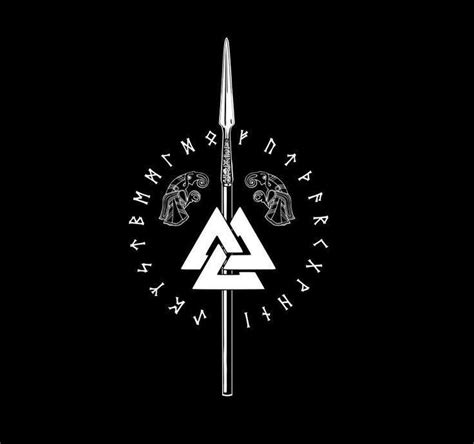 Valknut Symbol From Vikingnorse Mythology Surrounded By Runes And