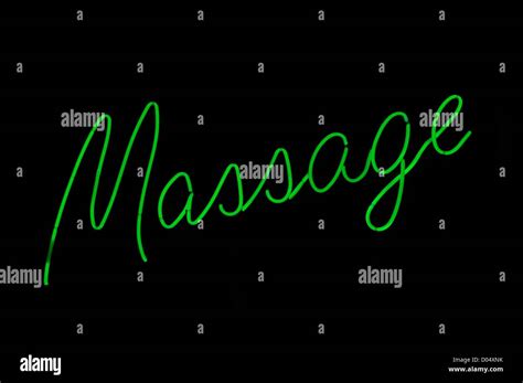 Massage Therapy Green Neon Light Sign Stock Photo Alamy