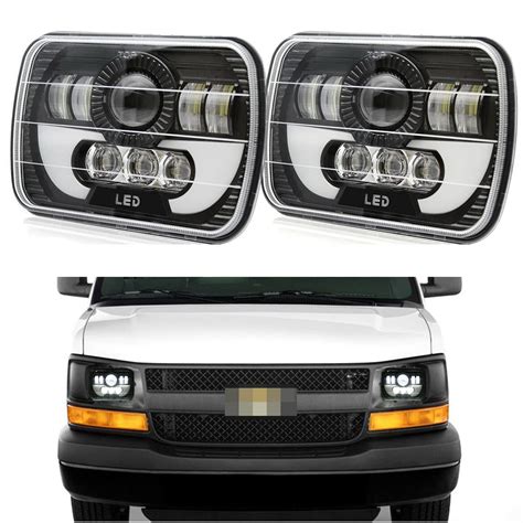 【パーツは】 USヘッドライト Chevy Express Cargo Van Truck 1500 2500 3500 7x6 "LED