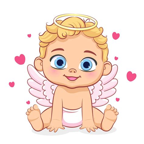 Cute Baby Cupid Is Sitting Vector Cartoon Illustration 6689998 Vector