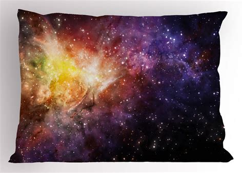 Galaxy Pillow Sham Nebula Gas Cloud Image Vivid Starfield Cloud Starry