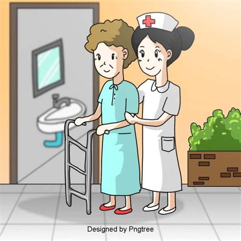 Gambar Kartun Perawat Menjaga Pasien Elemen Unsur Unsur Hospital