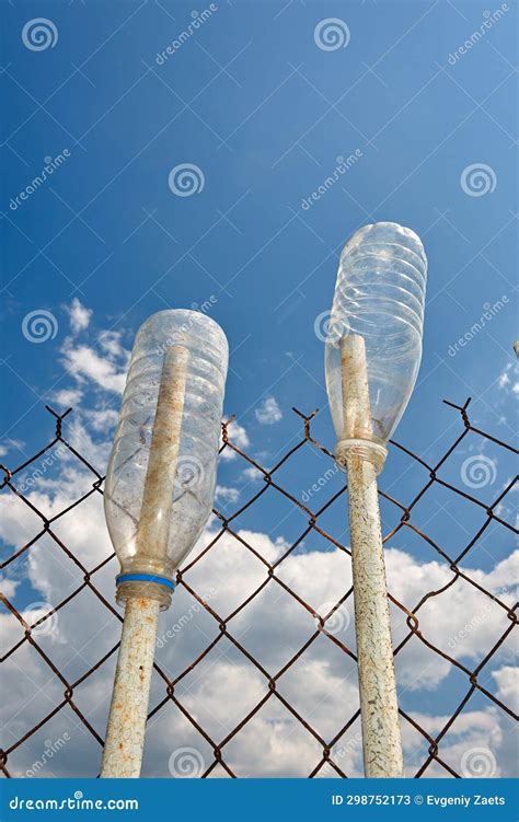 Empty Plastic Bottles Against The Backdrop Of The Sky Stock Image