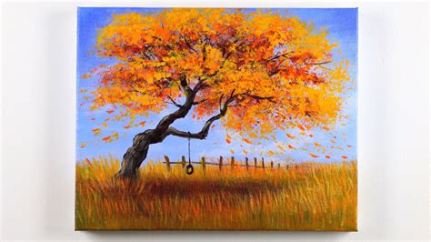 Autumn Tree Landscape Painting Acrylic Painting Autumn Tree