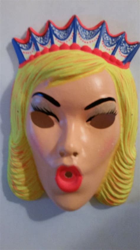 Vintage Plastic Mask 1970 S Nos Princess Mask Blonde Etsy Plastic Mask Halloween Masks