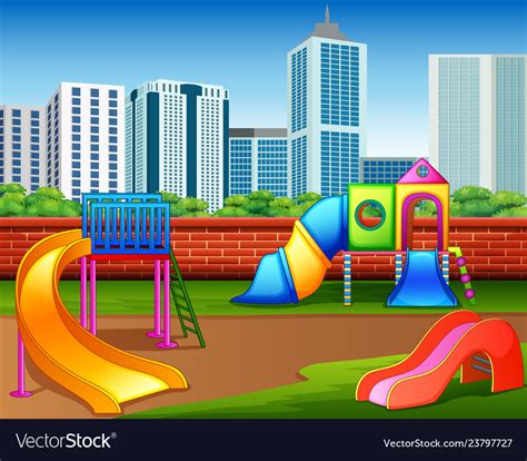 Kindergarten Or Kids Playground In City Park Vector Image