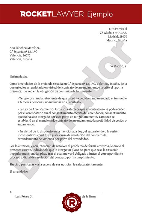 Ejemplo De Carta De Terminacion De Contrato De Arrendamiento Images