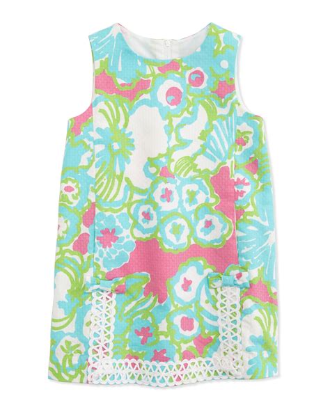 Lilly Pulitzer Lace Trim Little Lilly Classic Shift Dress Pink Sizes 2 10