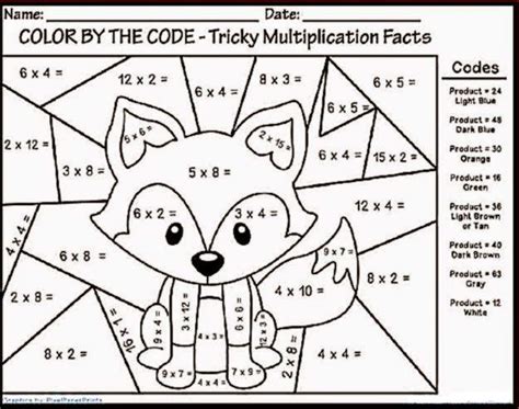 4th Grade Free Multiplication Coloring Worksheets Color By Number