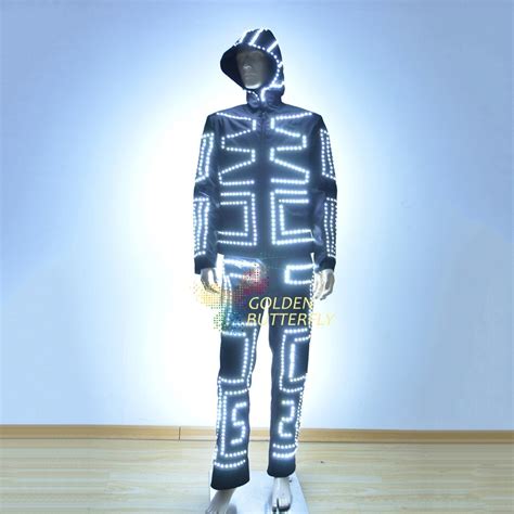Led Suits Men Luminous Glowing Circus Clothe 2017 Fashion Led Hooded Suits Clothing Ballroom