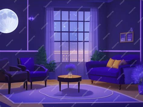 Premium Ai Image Cozy Night In Cartoon Living Room Interior Background