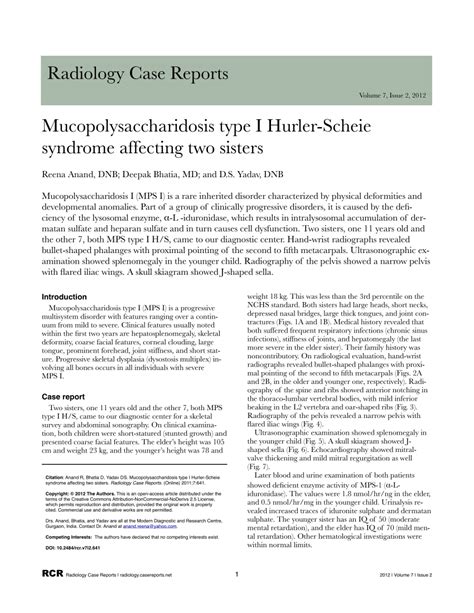 pdf mucopolysaccharidosis type i hurler scheie syndrome