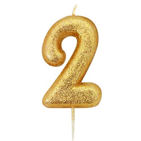 Number 2 Gold Glitter Candle 2nd Birthday Gold Candle Etsy Uk