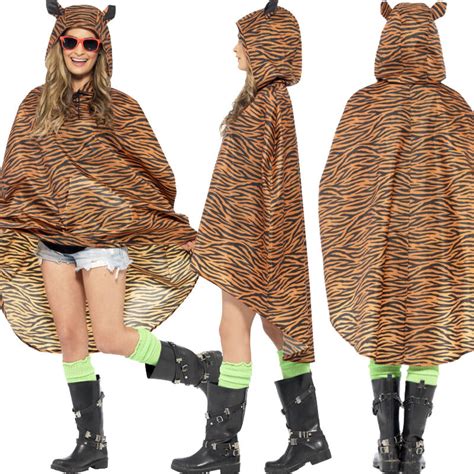 Adult Mens Ladies Waterproof Festival Animal Print Party Poncho Funny