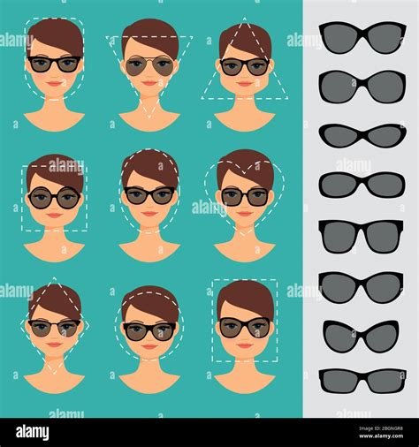 Womens Sunglasses Shapes For Different Face Shapes Vector Illustration Stock Vector Image And Art