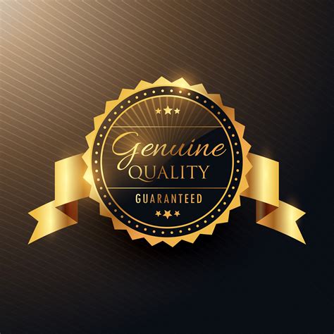 Genuine Quality Award Golden Label Badge Design With Ribbon Download