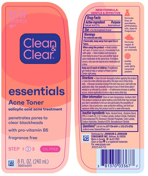 Dailymed Clean And Clear Essentials Acne Toner Salicylic Acid Liquid