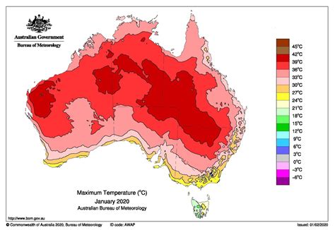 Australia Maximum Temperature January 2020 In 2020 Australia Map