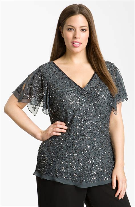 Adrianna Papell Sequin Chiffon Top Plus Size Nordstrom