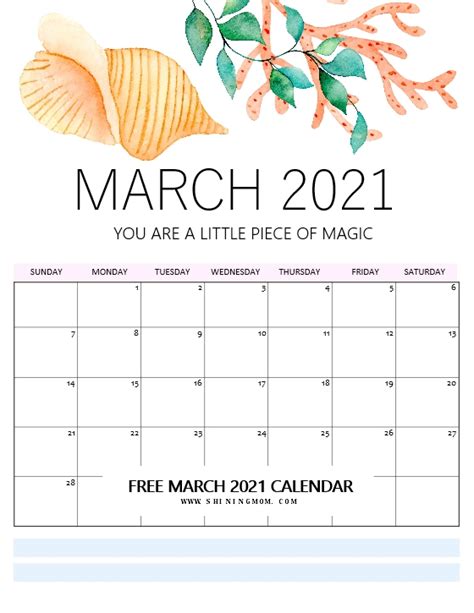 Print an easy complimentary calendar that you can use to track any strategies or thoughts in. Free Printable March 2021 Calendar: 12 Awesome Designs!