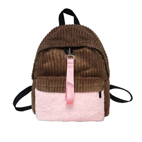 New Fashion Corduroy Backpack Ribbon Schoolbag Women School Backpack