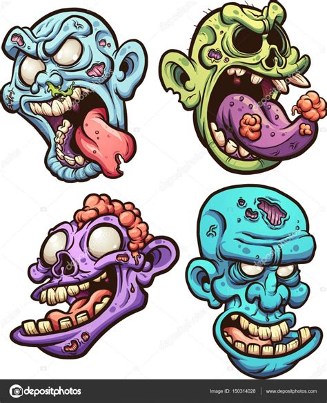 Cartoon Zombie Heads Stock Vector Image By ©memoangeles 150314028