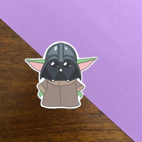 Darth Vader Baby Yoda Sticker Weatherproof Matte Die Cut Etsy Uk