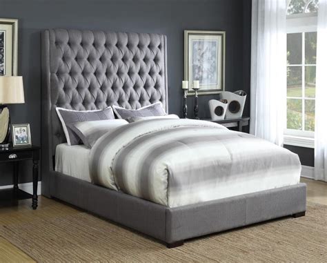 The entire headboard is crafted with amazing button tufting which add flair to this bed. CAMILLE UPHOLSTERED BED - Camille Grey Upholstered Queen Bed | 300621Q | Complete Beds ...