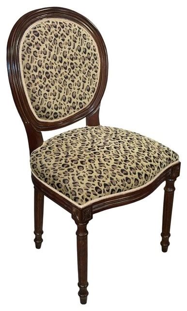 Maybe you would like to learn more about one of these? Leopard Upholstered Wooden Side Chair, Wood Stain Finish ...