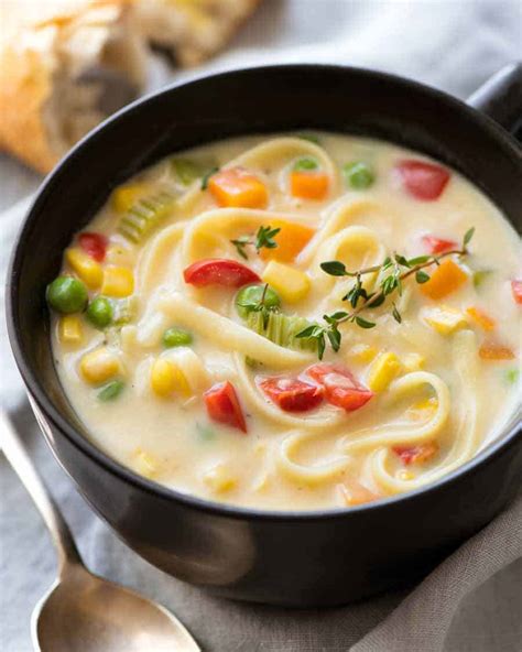 Creamy Vegetable Soup With Noodles Recipetin Eats