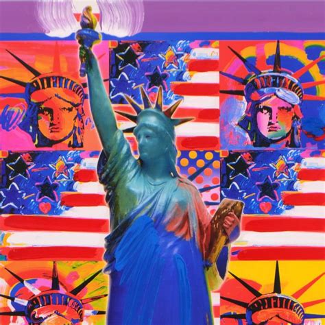 Peter Max Signed Statue Of Liberty 18x24 Custom Framed Original Mixed