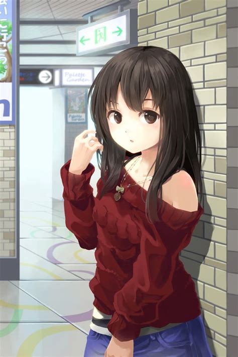 Anime Girl With Blackbrown Shoulder Length Hair Black