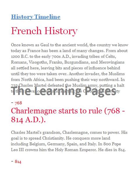 Brief, interesting and concise information in a french history timeline format. History Timeline French History | History timeline ...