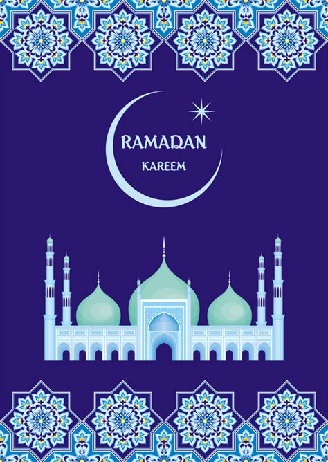 Ramadan Greeting Card Blue Vector 04 Free Download