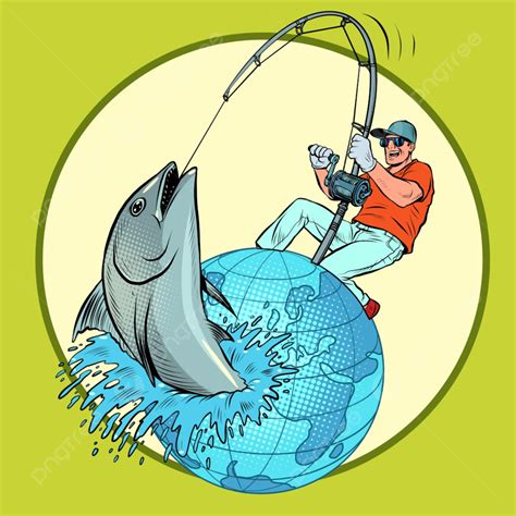 Gambar Memancing Ikan Tuna Laut Samudra Tongkat Kompetisi Hijau Png