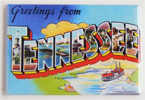 Greetings From Tennessee Fridge Magnet Style A Etsy Vintage