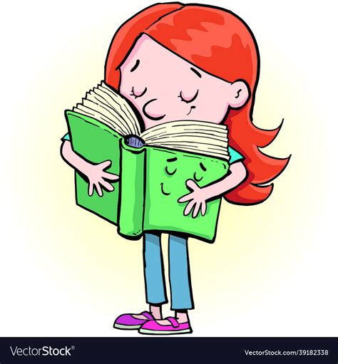 Girl Hugging A Book With Love Royalty Free Vector Image