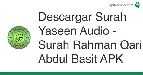 Surah Yaseen Audio Apk Surah Rahman Qari Abdul Basit Descargar
