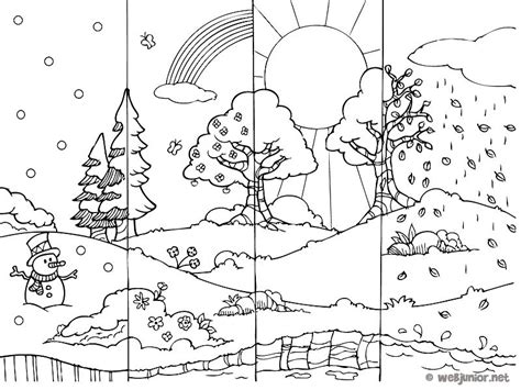 Coloriage Saisons à Colorier Dessin à Imprimer Four Seasons Art